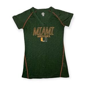 Rivalry Threads Miami Hurricanes Women’s V-Neck Tee Green Football Size Medium